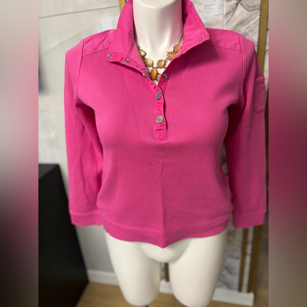 Ralph Lauren Women's Hot Pink Button-Up Sweatshirt